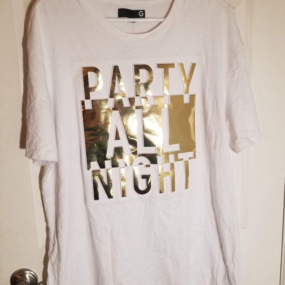 Guess Party All Night White Shirt Men XXL